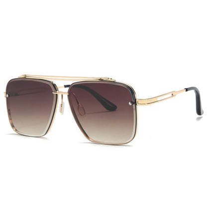 Urban Edge: Stylish Double Beam Cut Metallic Sunglasses