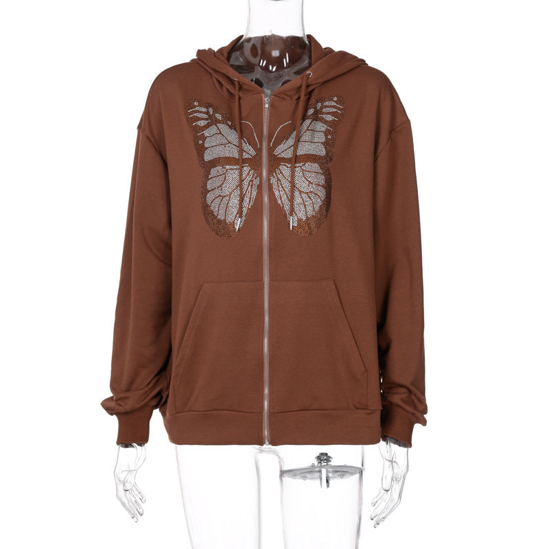 Butterfly Long Sleeve Hooded Sweater