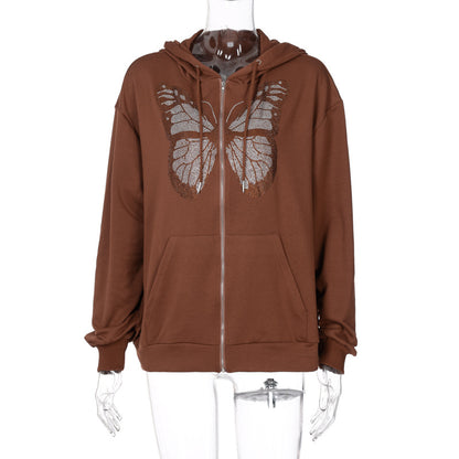 Butterfly Long Sleeve Hooded Sweater