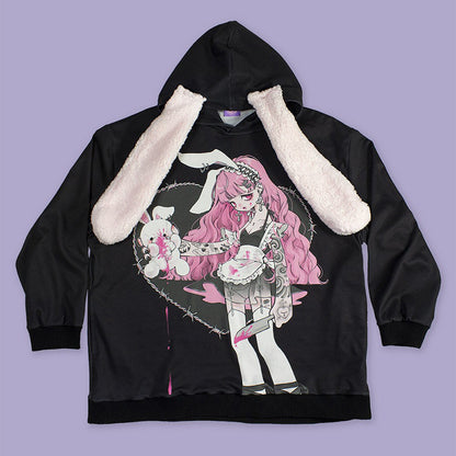 Anime Girl Hoodie With Bunny Ears