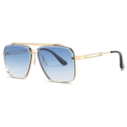 Urban Edge: Stylish Double Beam Cut Metallic Sunglasses