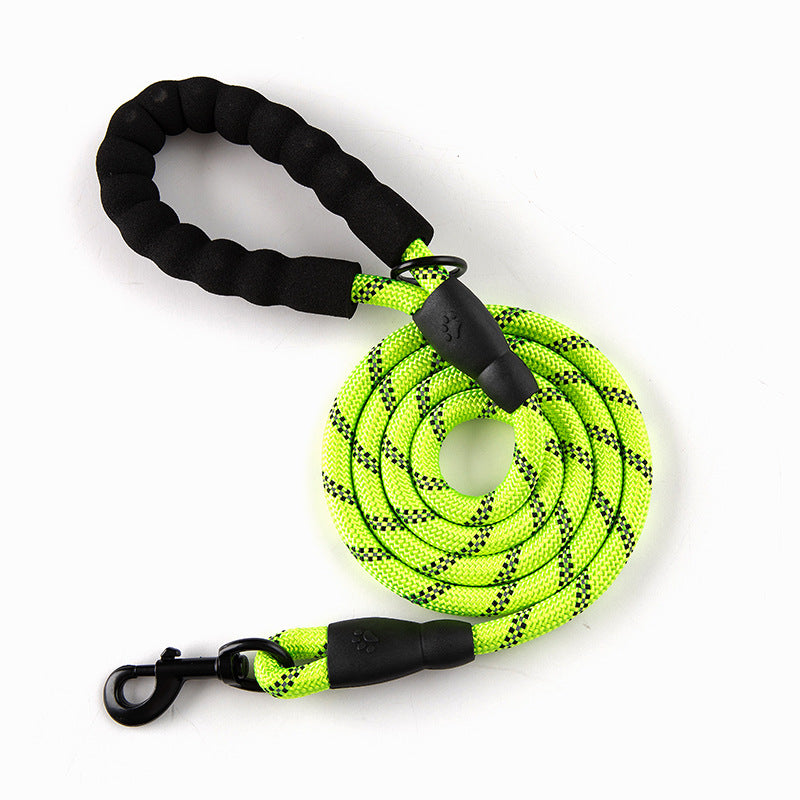 Reflective Round Rope Pet Leash with Anti-Running Foam Handle