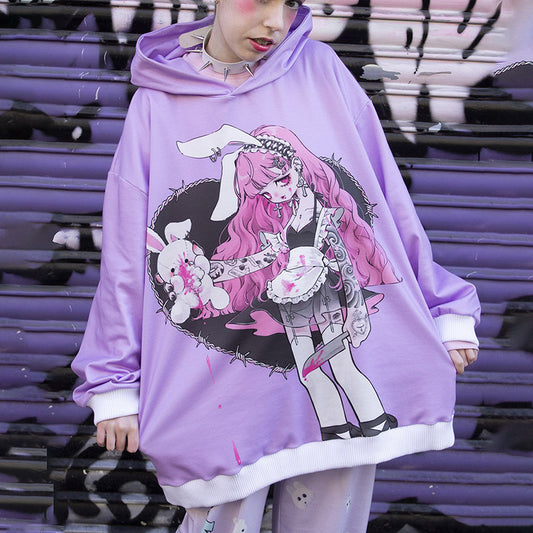 Anime Girl Hoodie With Bunny Ears