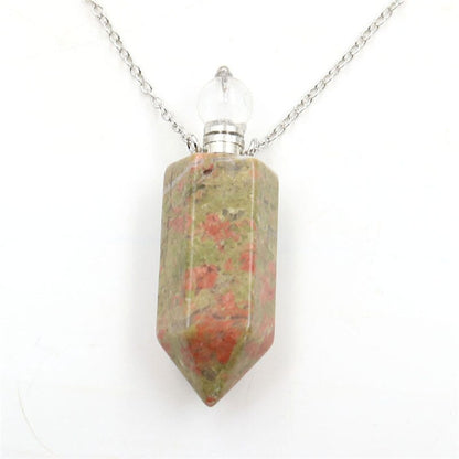 Perfume Bottle Pendant Necklace - Various Natural Crystals