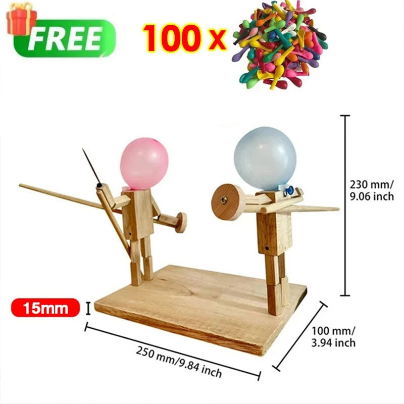 Balloon Duel: Handcrafted Bamboo Fencing Puppets