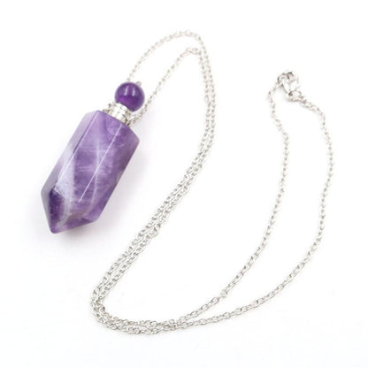Perfume Bottle Pendant Necklace - Various Natural Crystals