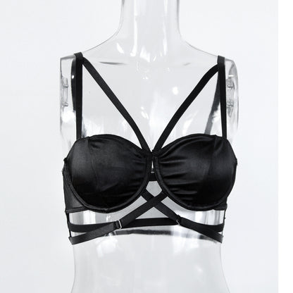 Trendy Street Chic Crossover Strap Top Sexy Cityscape Glamour