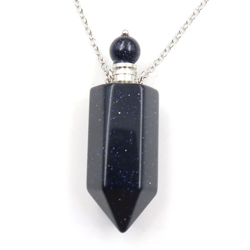 Perfume Bottle Pendant Necklace - Various Natural Crystals