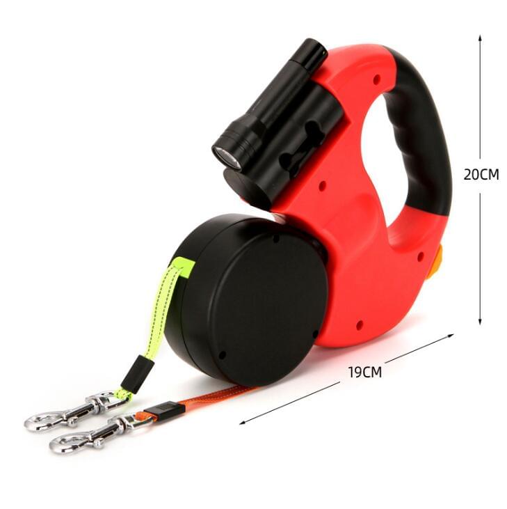 Retractable Dual Double Pet Rope Leash Tangle Free Walk For Two Dogs.