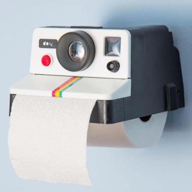 Vintage cute camera tissue holder toilet paper roll box.