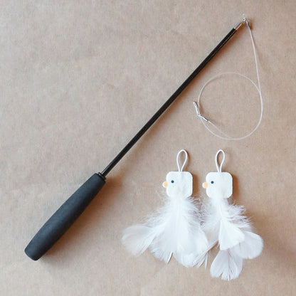 Feather Frenzy: Telescopic Chicken Stick Cat Wand Toy
