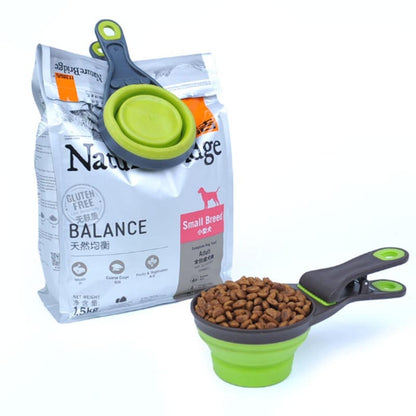 Multifunctional Folding Silicone Dog Bowl Portable Pet Food Container Measuring Cup, Spoon & Storage