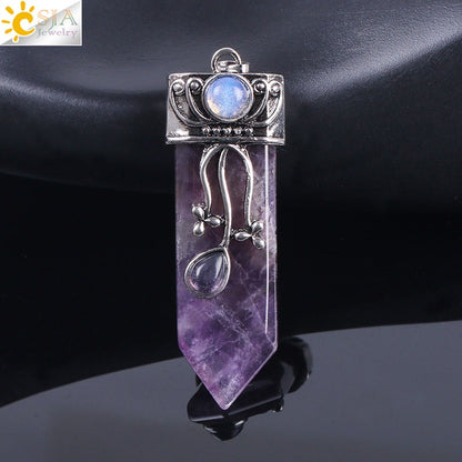 Vintage Sword-Shaped Crystal Pendant