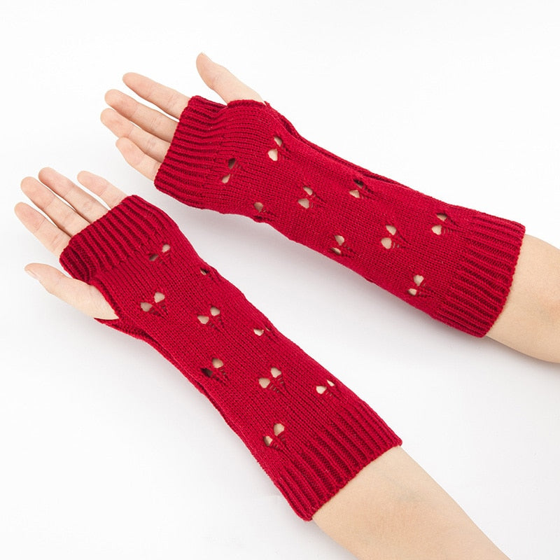 Cozy Charm: Women's Crochet Knitted Arm Gloves