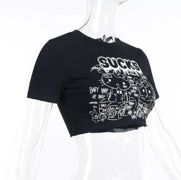 Gothic Cute Kitty Short Sleeve Shirt