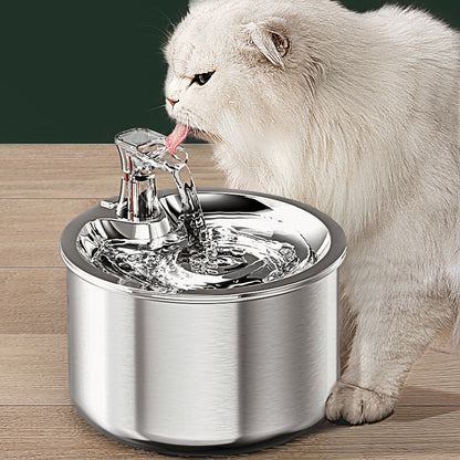 Stainless Steel Water Dispenser Automatic Over-Circulation Flow Smart Water Dispenser Cat & Dog Filtered Pet Drinking Bowl