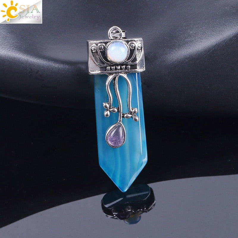 Vintage Sword-Shaped Crystal Pendant