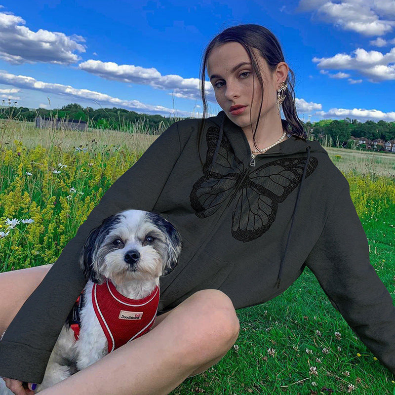 Butterfly Long Sleeve Hooded Sweater