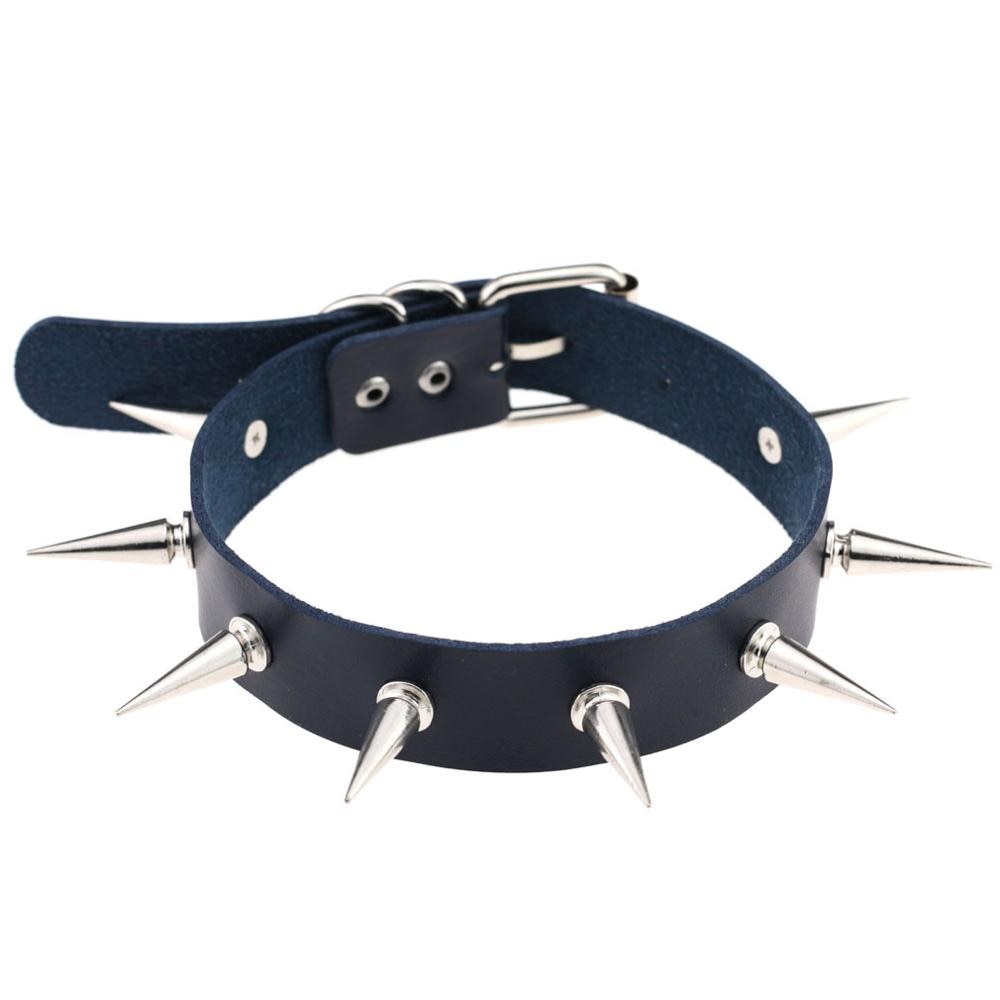 Black Spike Choker Belt Collar Necklace