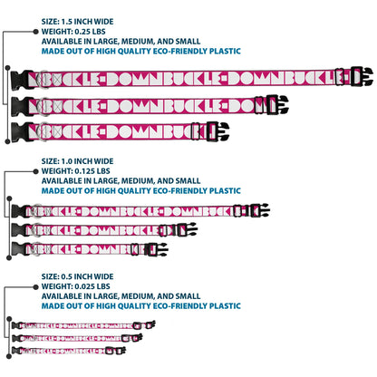 Plastic Clip Collar - BUCKLE-DOWN Shapes Hot Pink/White
