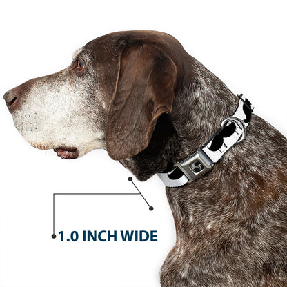 Dog Bone Seatbelt Buckle Collar - Mustaches White/Black