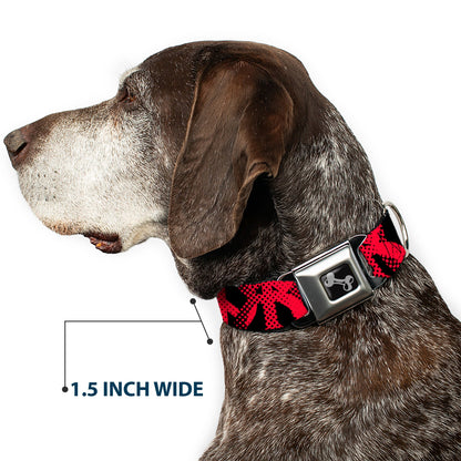 Dog Bone Seatbelt Buckle Collar - Peace Dots Black/Fuchsia