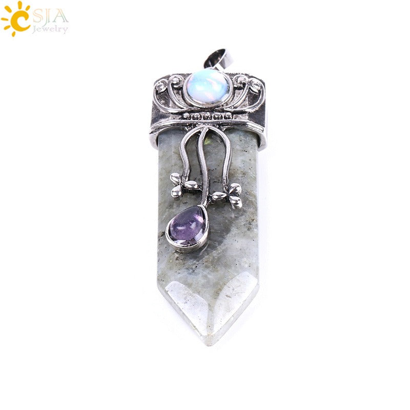 Vintage Sword-Shaped Crystal Pendant