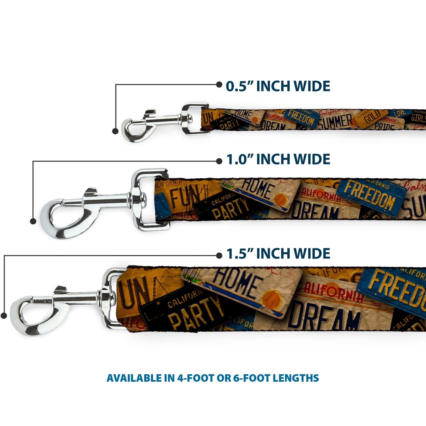 Dog Leash - Cali License Plates Stacked Vintage