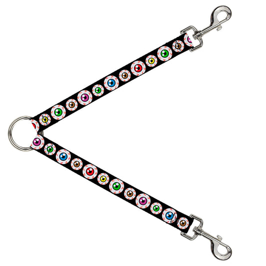 Dog Leash Splitter - Eyeballs Black/Multi Color