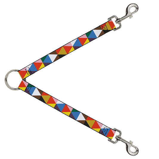 Dog Leash Splitter - Geometric Triangle Blocks Multi Color