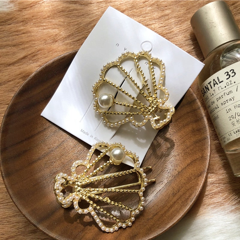 Pearly Shell Hair Barrettes