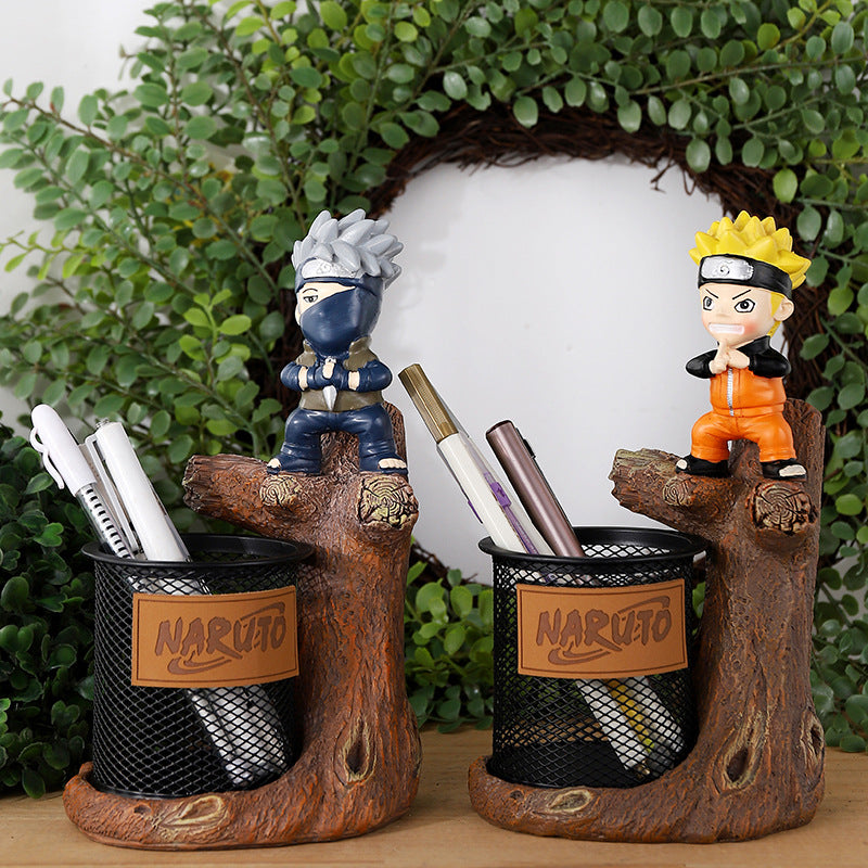 Naruto and Kakashi resin desktop ornaments storage pen holder