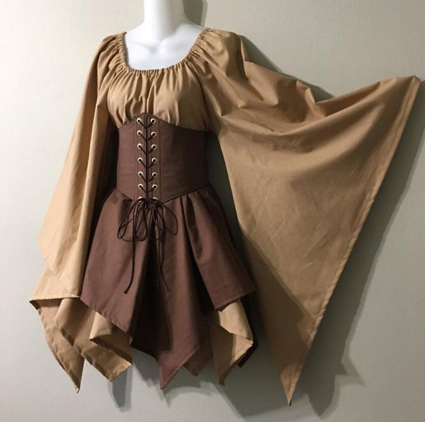 Renaissance : Adult Women's Medieval Elven Fairy Costume with Celtic Corset