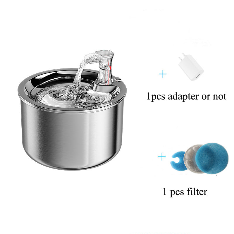 Stainless Steel Water Dispenser Automatic Over-Circulation Flow Smart Water Dispenser Cat & Dog Filtered Pet Drinking Bowl