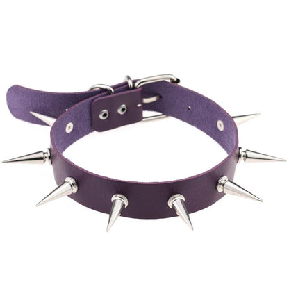 Black Spike Choker Belt Collar Necklace