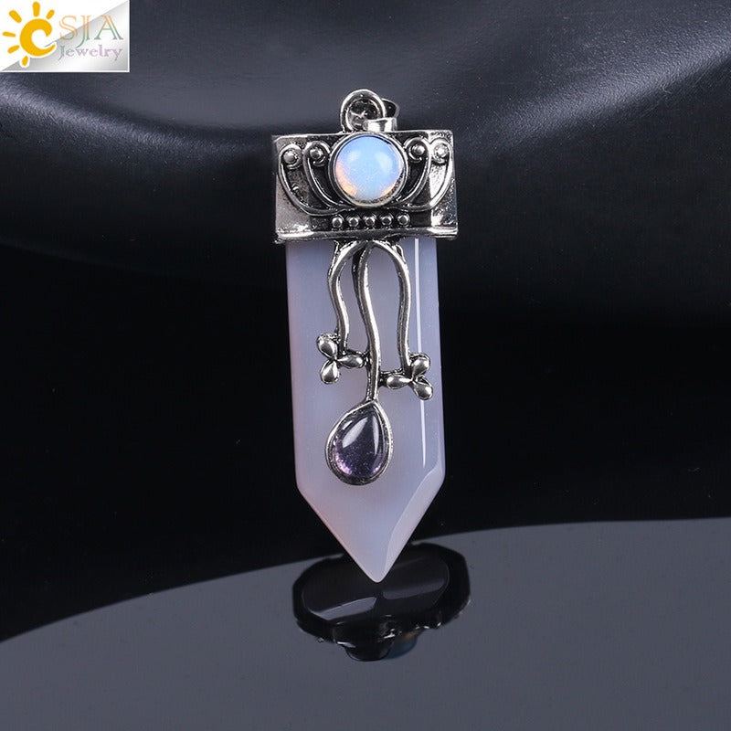 Vintage Sword-Shaped Crystal Pendant