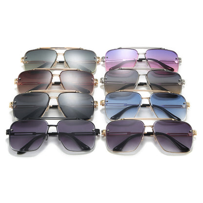 Urban Edge: Stylish Double Beam Cut Metallic Sunglasses