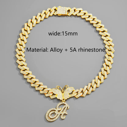 Cuban Link w/ Custom Butterfly Letter Pendant