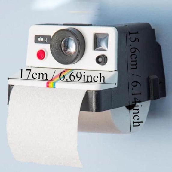Vintage cute camera tissue holder toilet paper roll box.