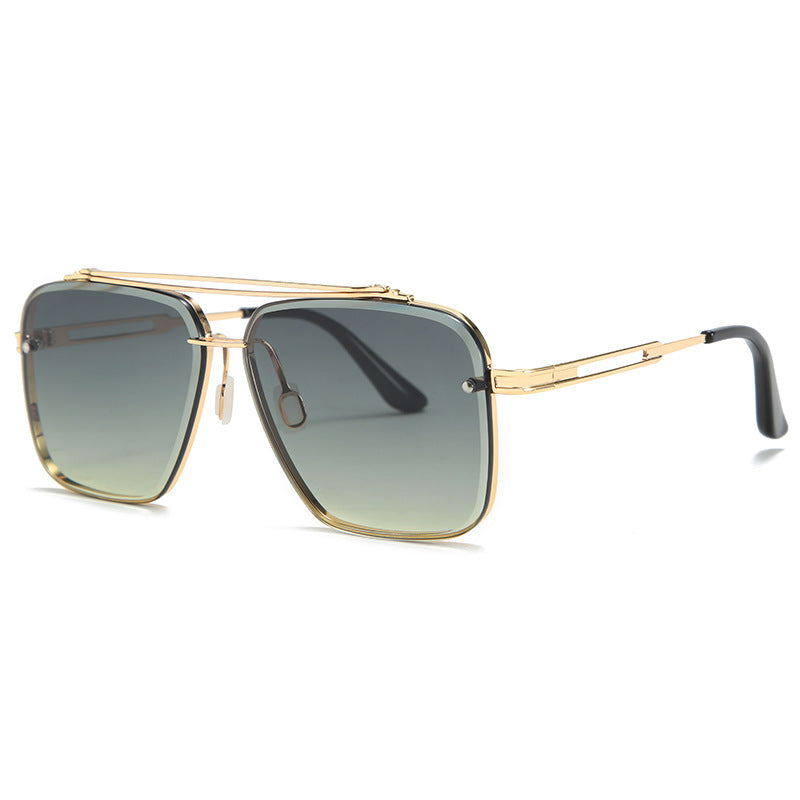 Urban Edge: Stylish Double Beam Cut Metallic Sunglasses