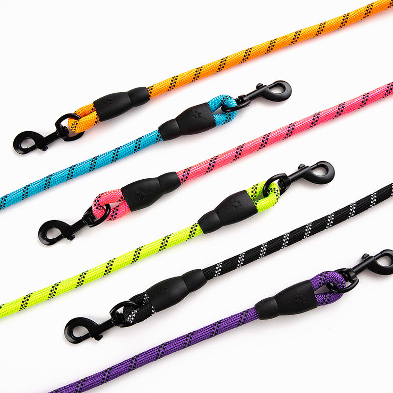 Reflective Round Rope Pet Leash with Anti-Running Foam Handle
