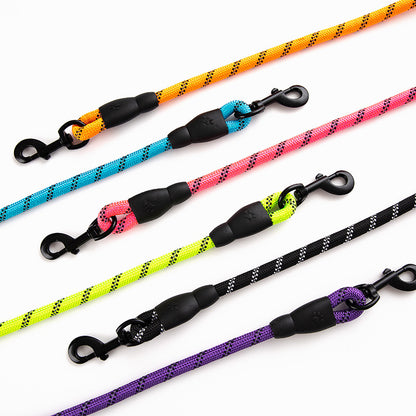 Reflective Round Rope Pet Leash with Anti-Running Foam Handle