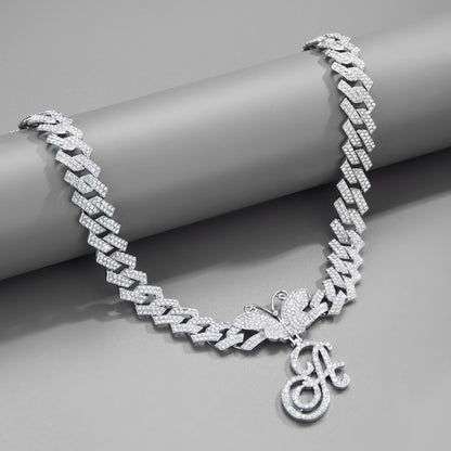 Cuban Link w/ Custom Butterfly Letter Pendant