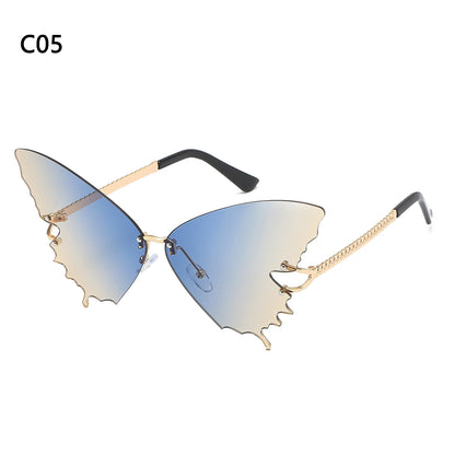 Diamond Shape Rimless Sunglasses for Women - UV400 Narrow Frame Trendy Streetwear Eyewear