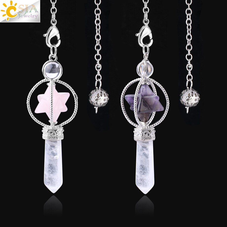 Rotatable Merkaba Crystal Pendulum Amulet