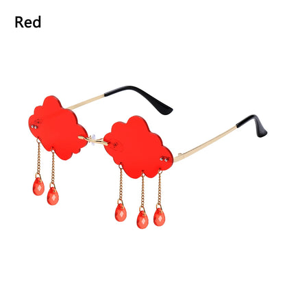 Diamond Shape Rimless Sunglasses for Women - UV400 Narrow Frame Trendy Streetwear Eyewear