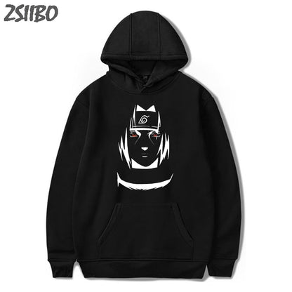 Two-Tone Sasuke Hoodie w/ Sharingan - Black or White
