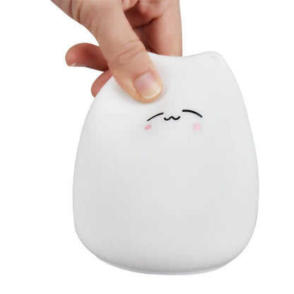Soft Silicone Cat Night Light – 7-Color Touch Sensor LED Lamp for Kids & Baby Bedrooms