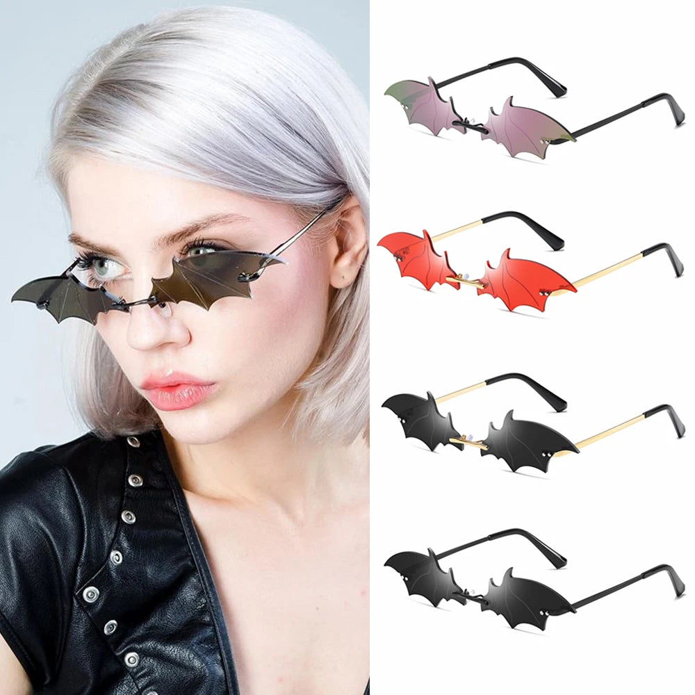 Diamond Shape Rimless Sunglasses for Women - UV400 Narrow Frame Trendy Streetwear Eyewear