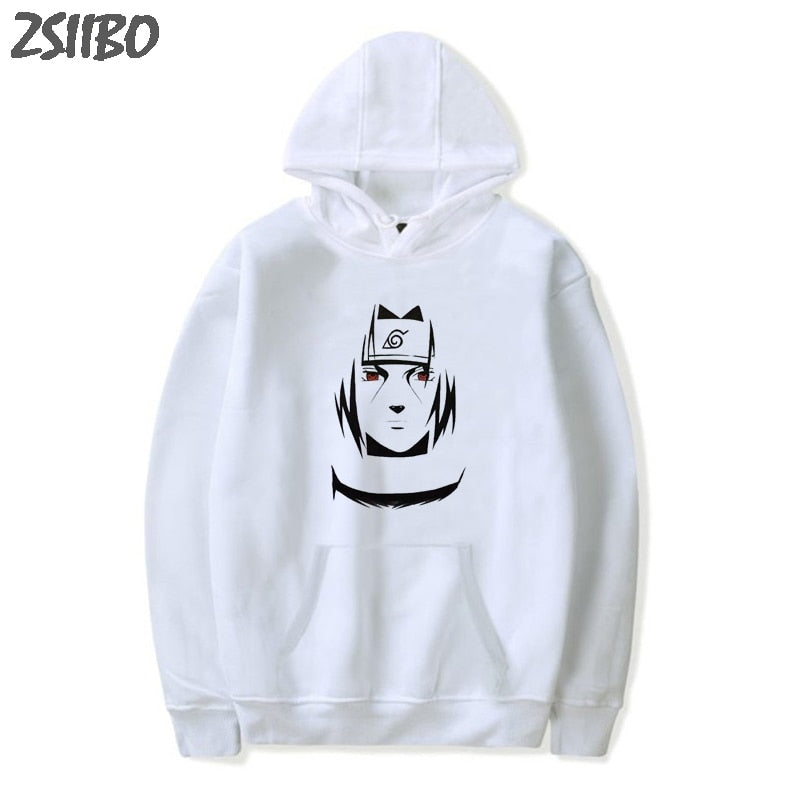 Two-Tone Sasuke Hoodie w/ Sharingan - Black or White